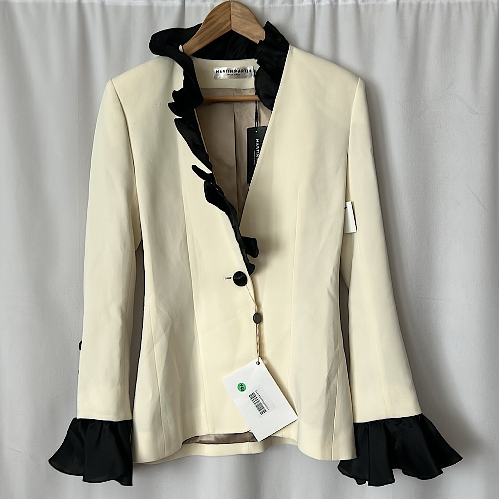 Martin Martin NWT Vintage Ivory/Black Blazer Jacket Coat **Size 36/US 6** 🌸🌸